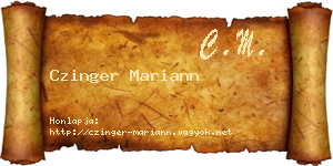 Czinger Mariann névjegykártya